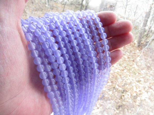 Purple Chalcedony BEADS AAAAAA Grade Round Purple 6mm 15.5" Strand making jewelry violet light purple gemstone quality bead supply