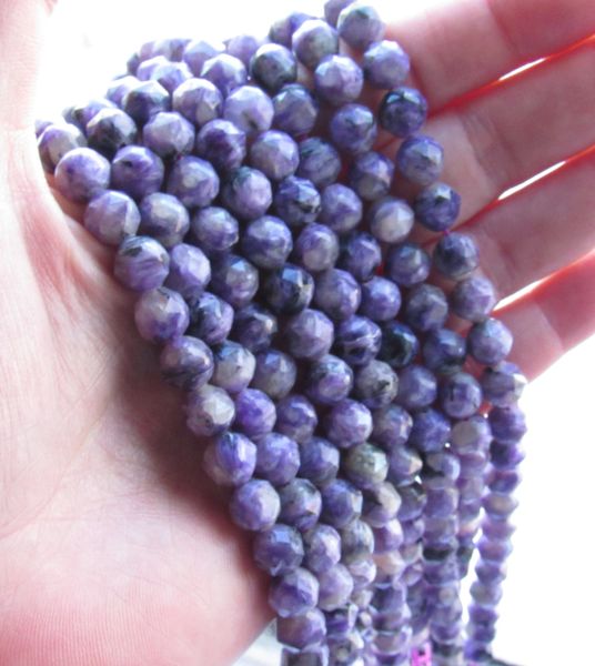 CHAROITE BEADS Purple 8mm Faceted Round Natural Purple Gemstone bead supply for making jewelry