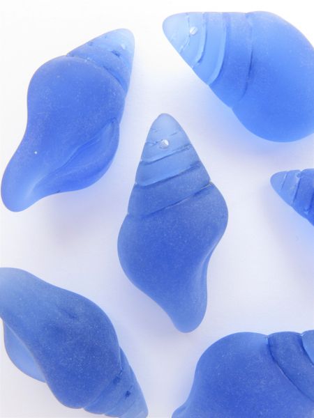 Cultured Sea Glass CONCH Shell PENDANTS LIGHT Sapphire CORNFLOWER BLUE Top Drilled bead supply