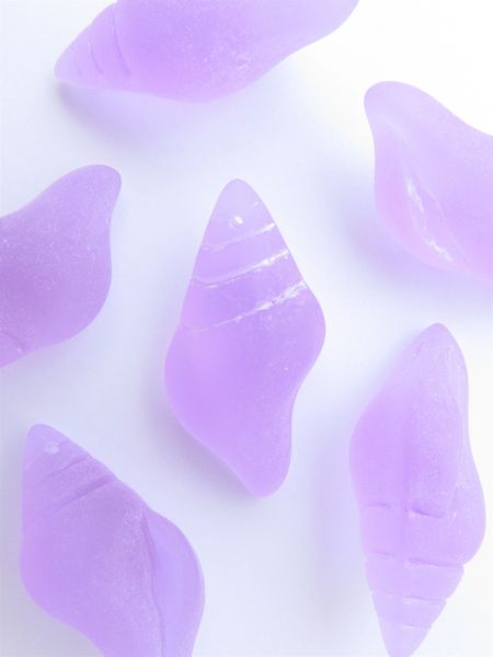 Cultured Sea Glass CONCH Shell PENDANTS 39x20mm LIGHT PURPLE matte frosted Top Drilled bead supply