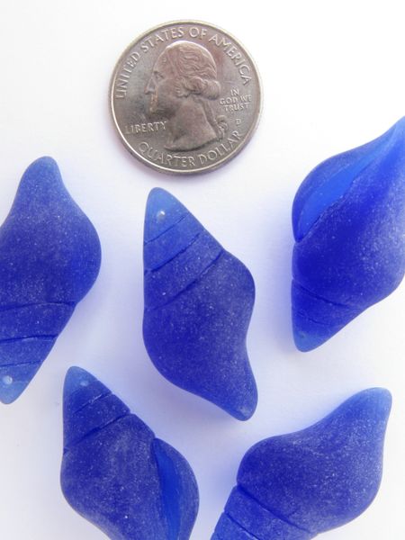 39x20mm Glass CONCH Shell PENDANTS Royal Cobalt BLUE Top Drilled frosted jewelry bead supply