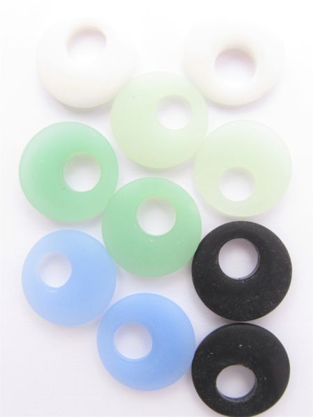 Cultured SEA GLASS PENDANTS 20mm Donut Rings ASSORTED OPAQUE pairs BEAD supply Great for making earrings