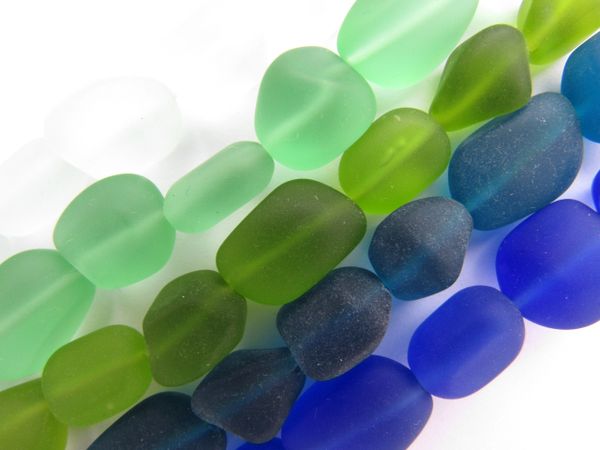 Cultured Sea Glass BEADS 13-15mm free form Nugget ASSORTED COLORS bead supply for making jewelry