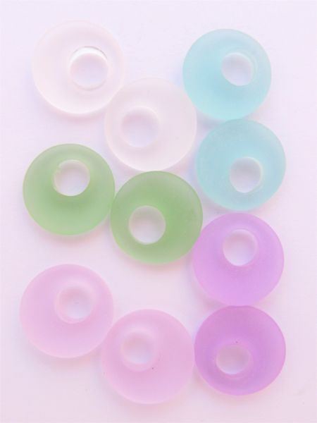 Cultured Sea Glass PENDANTS 20mm Ring ASSORTED light colors jewelry supply Great for making earrings