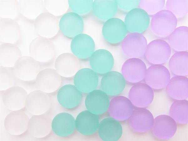 12mm round Cabs CABACHONS Cultured Sea Glass Clear PURPLE Blue Undrilled cushioned flat back for making jewelry