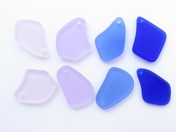 Cultured Sea Glass PENDANTS appr 1" free form assorted Pink PURPLE BLUE Top Drilled bead supply for making jewelry