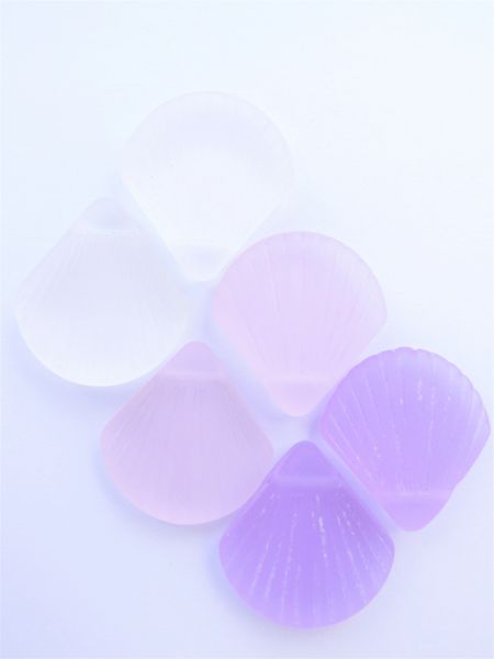 Cultured Sea Glass FLAT SHELL PENDANTS 30x28mm frosted Assorted 6 pc bead supplies