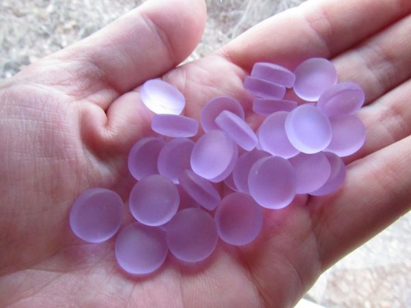 12mm round Cabs CABACHONS Periwinkle LIGHT PURPLE Cultured Sea Glass NO HOLE Undrilled pillow top flat back for making jewelry