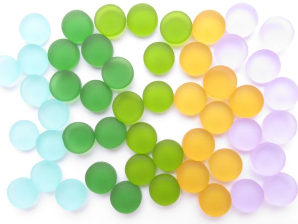 12mm Round CABS Undrilled frosted GLASS CABACHONS Green Yellow Purple ASSORTED Undrilled beads supply for making jewelry
