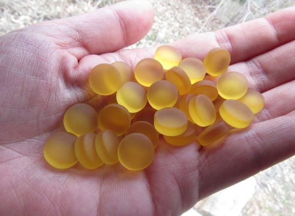 12mm round Cabs CABACHONS Desert Golden YELLOW Cultured Sea Glass NO HOLE Undrilled cushioned flat back for making jewelry