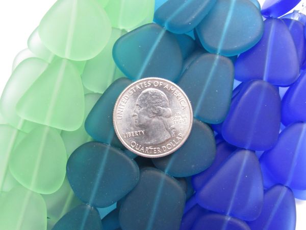 Cultured Sea Glass BEADS 22-24mm Flat Free form frosted Hanks bulk bead supply for making jewelry