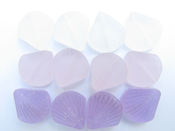 Light PURPLE PINK Cultured Sea Glass BEADS 21x19mm flat Shell Assorted length drilled bead supply for making jewelry