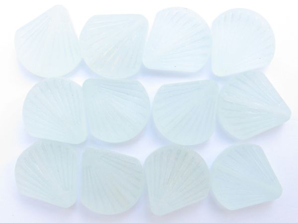 Cultured Sea Glass BEADS 21x19mm flat Shell LIGHT AQUA like COKE bottle glass length drilled bead supply for making jewelry