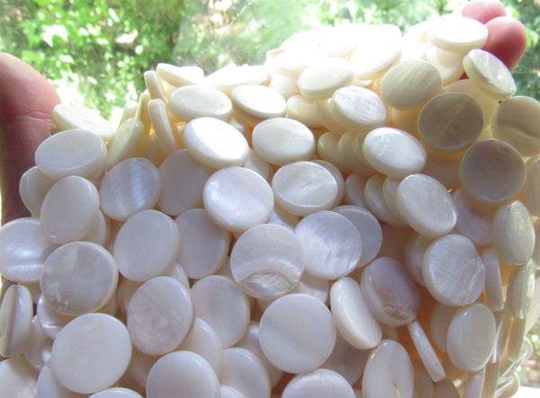 White Shell BEADS 15mm COIN Strands Flat Round length Drilled bead supply for making jewelry