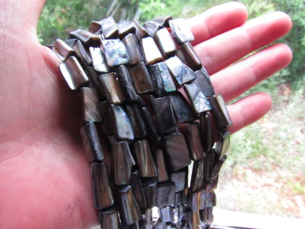 Tahiti shell BEADS 15-16mm free form bulk black shell strands bead supply for making jewelry