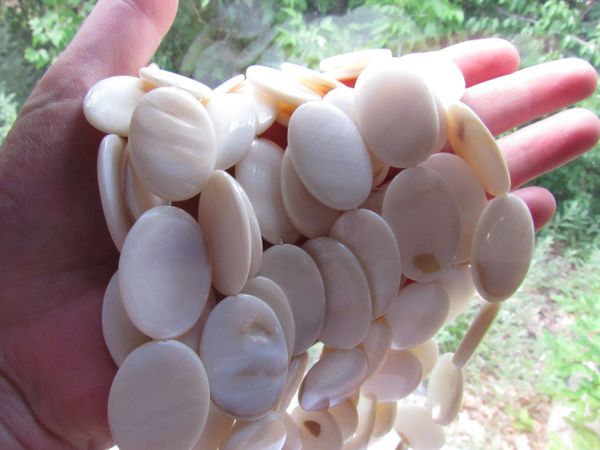 Natural White Shell BEADS 30x20mm Oval Length Drilled bulk bead supply for making jewelry