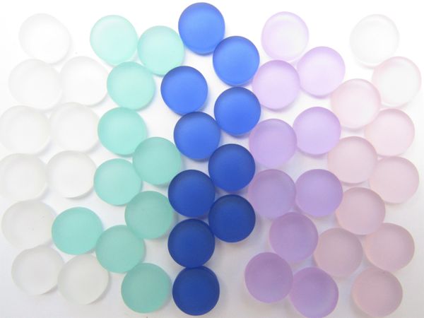 12mm Round CABS Undrilled frosted GLASS CABACHONS assorted LIGHT COLORS Undrilled bead supply making jewelry