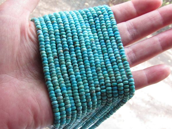 Genuine Turquoise BEADS 4mm Rondelle Natural blue quality bead supply for making jewelry