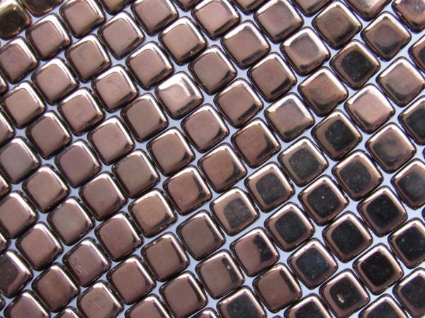 TILE Beads CzechMates 6mm Square Dark Bronze 50 pc 2 Hole Pressed Strand