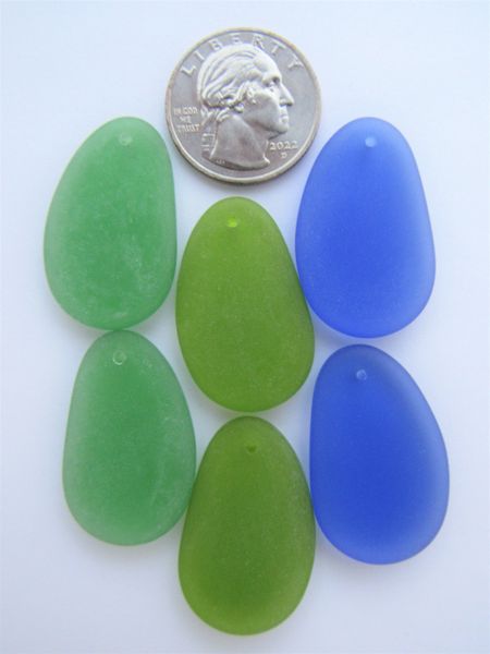 Cultured Sea Glass PENDANTS 33x20mm Yellow Purple BLUE GREEN Assorted pairs top Drilled frosted matte bead supply making jewelry