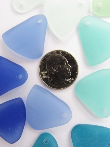 Cultured Sea Glass PENDANTS large hole bottle curve Triangle 29x25mm ASSORTED pairs Large Hole Bottle Curve Top Drilled jewelry bead supply