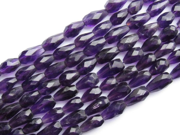 AMETHYST BEADS 10x6mm Faceted Teardrop 14.25" Strand Quality 34 pc Natural Rich Purple Gemstone