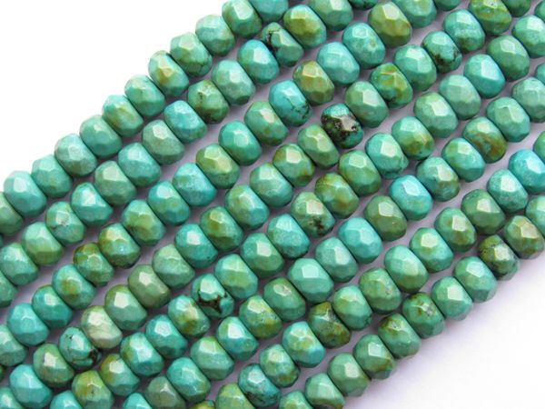 Turquoise BEADS 6x4mm Faceted Rondelle Grade Quality Natural Blue Green Gemstone 48 pc