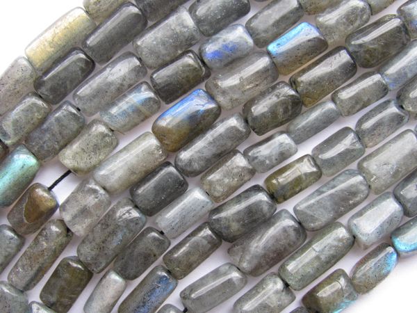 LABRADORITE Beads tube 8-11mm Lots of Flash 12" Strand 32 pc cylinder Quality Grade Gemstone