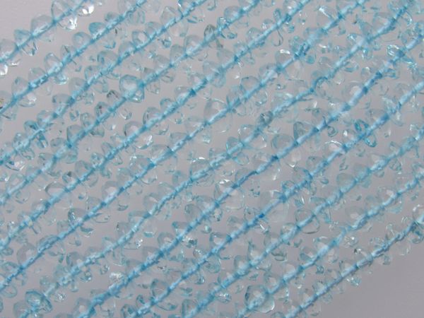 BLUE TOPAZ Rondelle BEADS 4x2mm Faceted Gemstone Blue 7" Strand Drilled