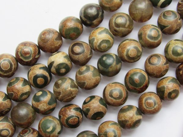 DZI Beads Natural Agate 10mm Round 15.5" Strand 36 pc Gemstone Eye Bead Dyed