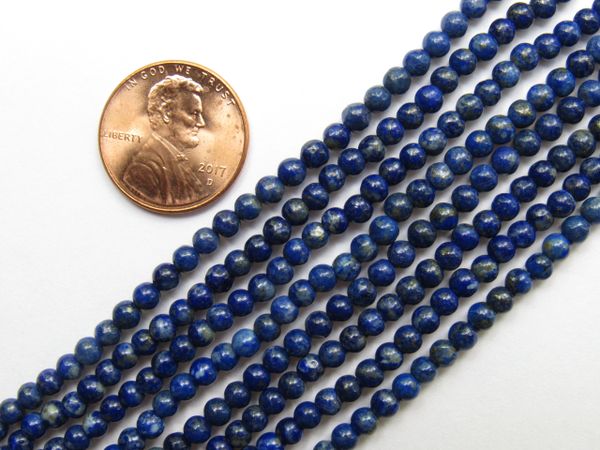 LAPIS Lazuli BEADS 3.5mm Round Quality Grade Natural Blue Gemstone 54 pc Strand