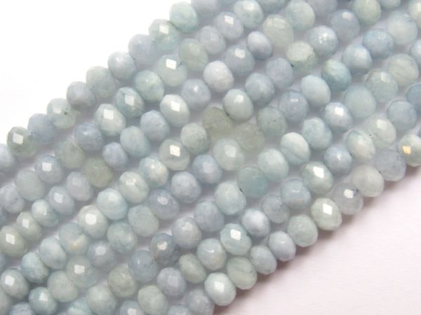 Aquamarine BEADS 6mm Rondelle bead supply for making jewelry Faceted natural gemstone