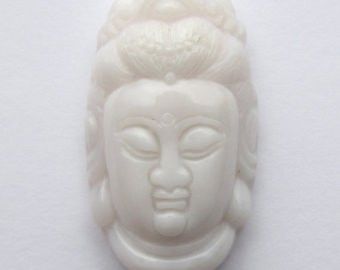 OPAL PENDANT Carved Kwan Yin 38x20mm PERUVIAN Top Drilled Gemstone Asia Budda