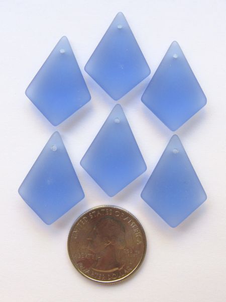 Bead Supplies Cultured Sea Glass PENDANTS Diamond 28x20mm Light Sapphire Blue for making jewelry