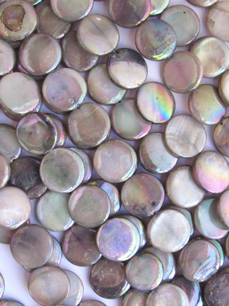 Cultured Freshwater PEARLS BEADS 14mm Coin Flat Round Silvery Pink Purple