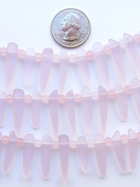 Sea Glass PENDANTS Blossom Pink Side Drilled 20 pc strand Making Beach Jewelry