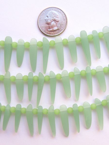 Sea Glass PENDANTS Opaque Seafoam Green Side Drilled 20 pc strand Making Beach Jewelry