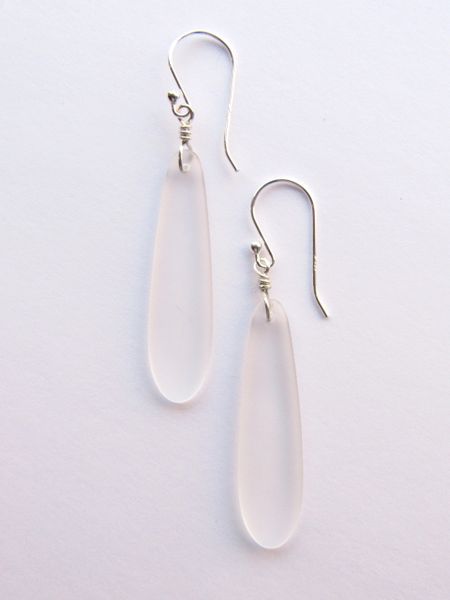 Sea Glass EARRINGS Sterling Silver U-Pick Teardrop Dangle Earwires assorted color Beach glass jewelry