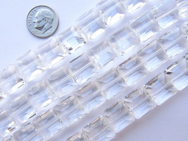 Quality Crystal BEADS Clear 14mm Square TIARA Transparent 12 pc 6" strand Chinese made