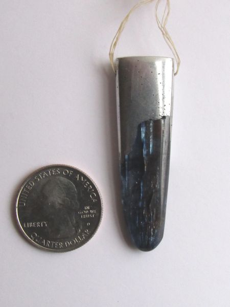 KYANITE Pendant 53x16mm Side Drilled Natural Gemstone Brass Natural Blue Gemstone