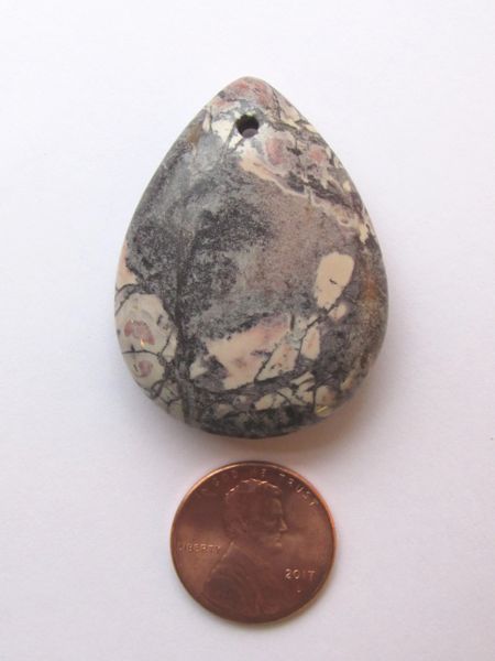 Porcelain Jasper PENDANT Handcut Gemstone 40x30mm Top Drilled Making Necklace