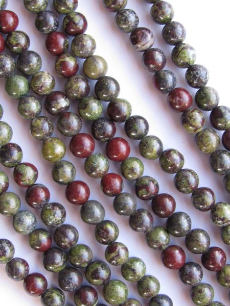 Gemstone BEADS 6mm Round Dragon Blood Quality Grade Gemstone Natural Red Green