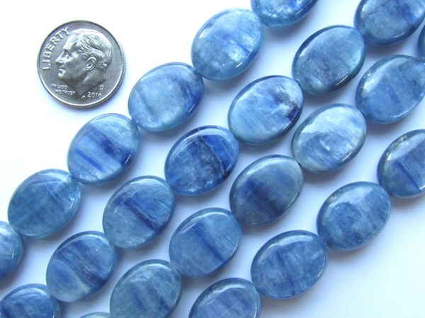 Kyanite BEADS 16x12mm Oval A Grade Quality 16" Natural Blue Gemstone 24 pc Strand