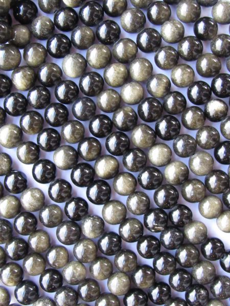 Golden OBSIDIAN BEADS 8mm Round Genuine Natural 50pc 16" Strand Gemstone