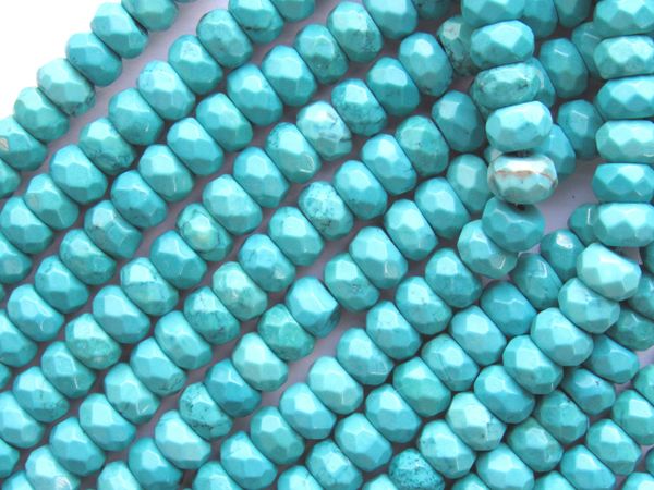 Natural TURQUOISE 8x5mm Rondelle Faceted Quality Blue Gemstone 80 pc Tibet