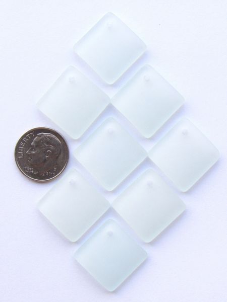 Cultured Sea Glass PENDANTS 18mm Corner Drilled Square Diamond U-Pick BLUE frosted beads bead supply