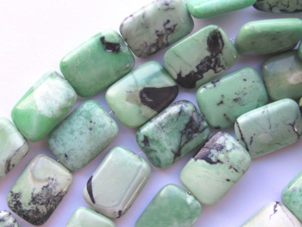Spring Green Turquoise BEADS 18x13mm Rectangle Chinese 15.5" Strand 22 pc Genuine Natural Gemstone