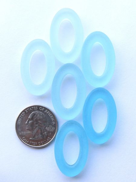 Sea Glass PENDANTS Oval Connector Rings 31x20mm U-Pick Assorted Blue Green Purple Large Hole Donut Making Sea Glass Jewelry