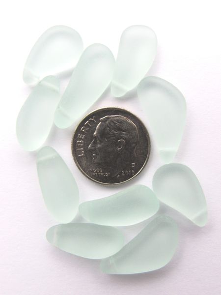 Cultured Sea Glass PENDANTS 8-10 x 16-20mm free form top drilled from side BLUE supplies for making jewelry