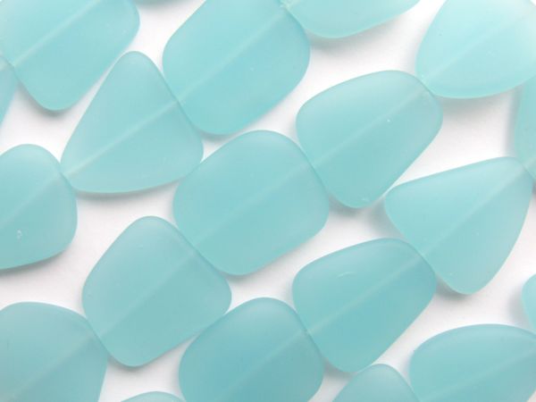 Bead Supply Cultured Sea Glass BEADS 22-24mm U-Pick Opaque Seafoam Sky Blue Opal Flat Freeform for making jewelry